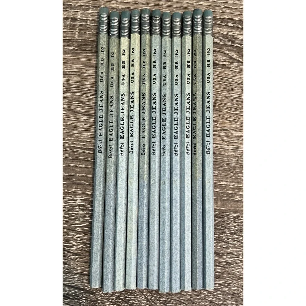 Berol Eagle Jeans No. 2 HB Pencil Lot of 11 Unused Unsharpened USA Vtg No Box